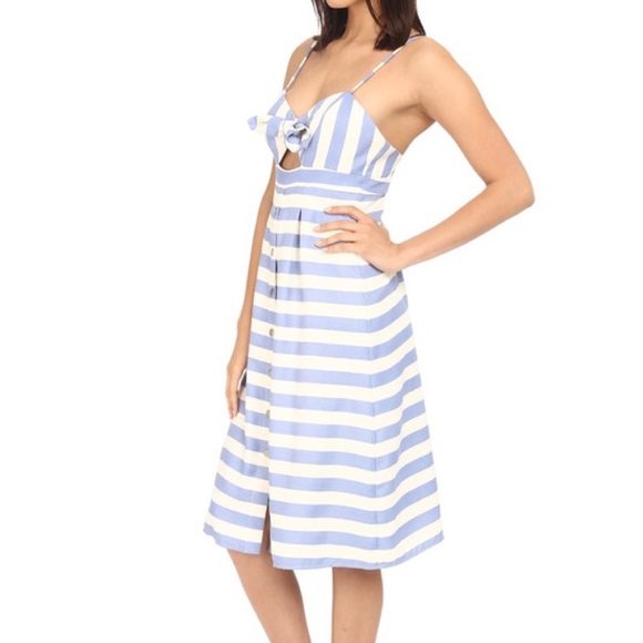 Lovers + Friends Striped Blue Ocean Waves Dress, M - Picture 2 of 8